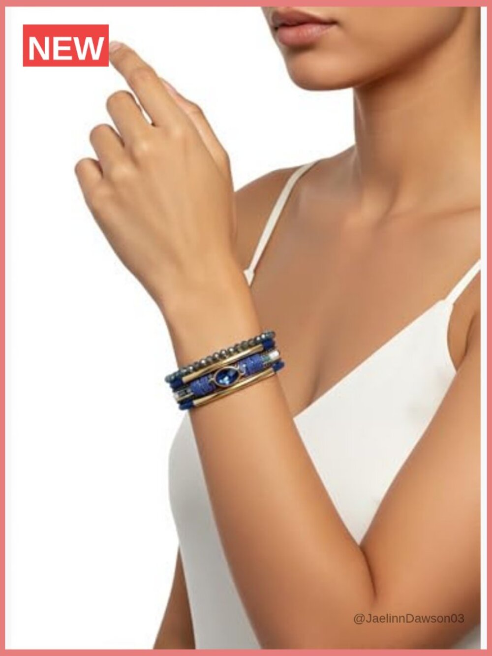 Leather Wrap Bracelet Boho Handmade Multi-Layer Cuff with Crystal Bead Heart - Picture 4 of 7